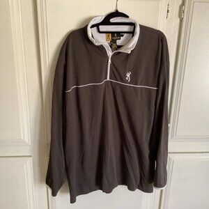 BROWNING 1/4 Zip Brown Pullover Long Sleeve Men’s 2XL
